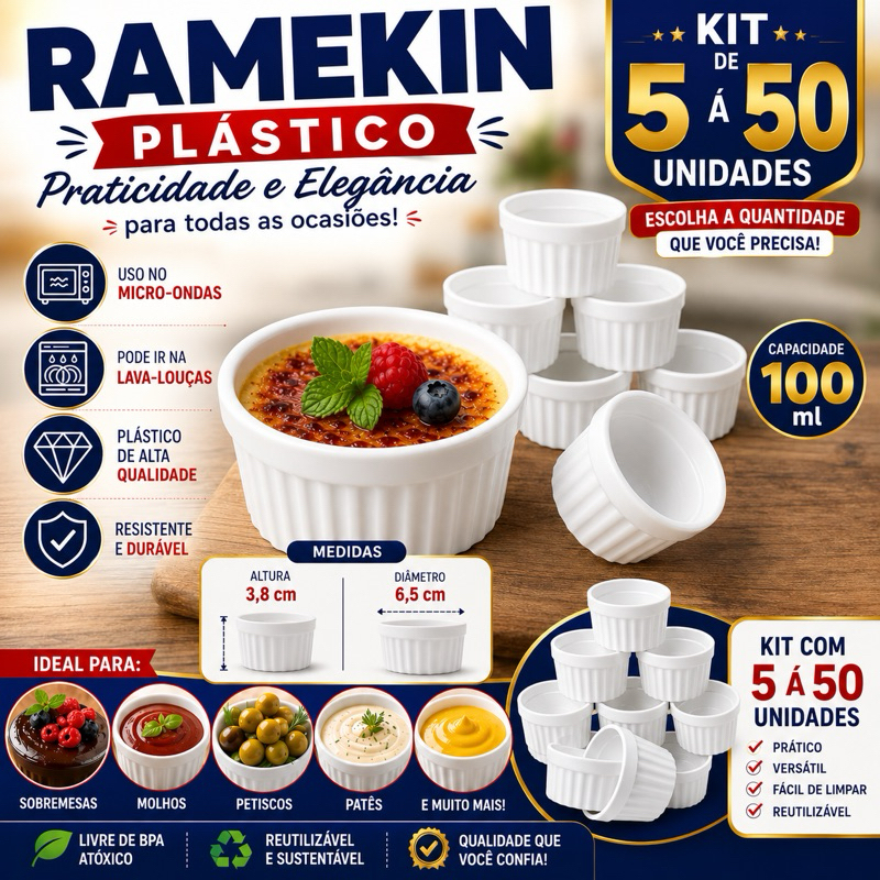 Kit 5 à 50 Ramekin Plástico 100 ml canelado servir Molho Petisco Buffet Festa Aniversário