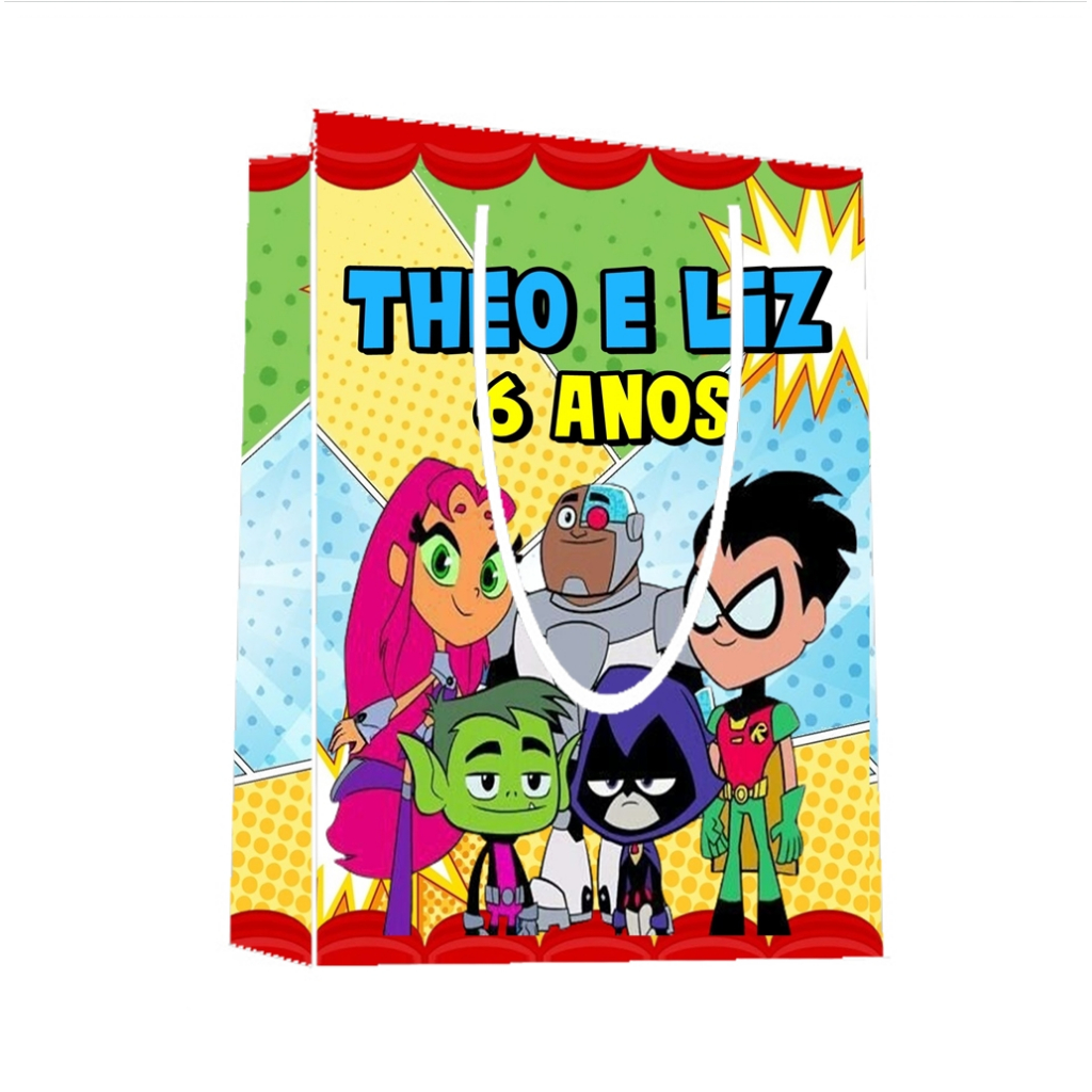 Sacolinha Jovens Titas Personalizada para Aniversário/ Lembrancinha Festa Infantil / Qualquer nome e idade