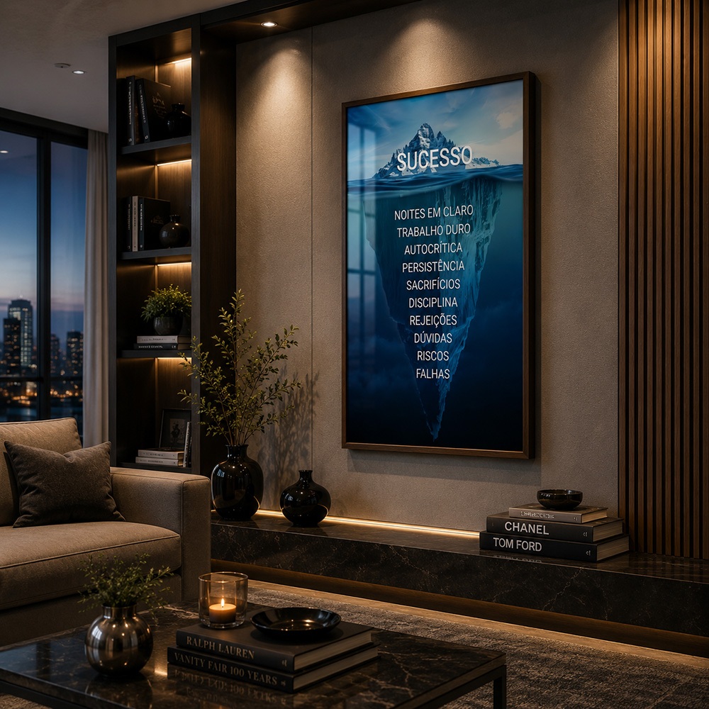 Quadro Decorativo Frase Sucesso Iceberg Sala Quarto Escritório