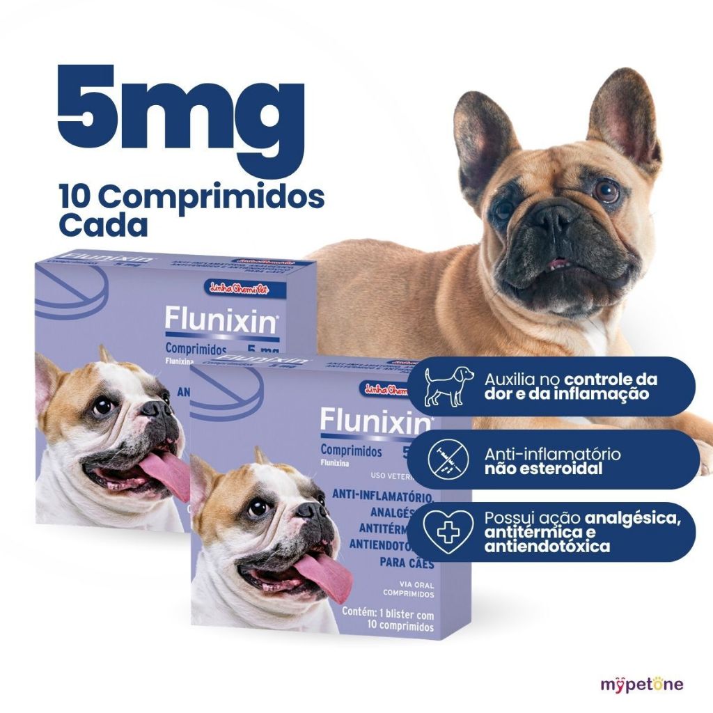 Kit 2 Flunixin 5mg Anti-Inflamatório Chemitec Cães - 10 Comprimidos