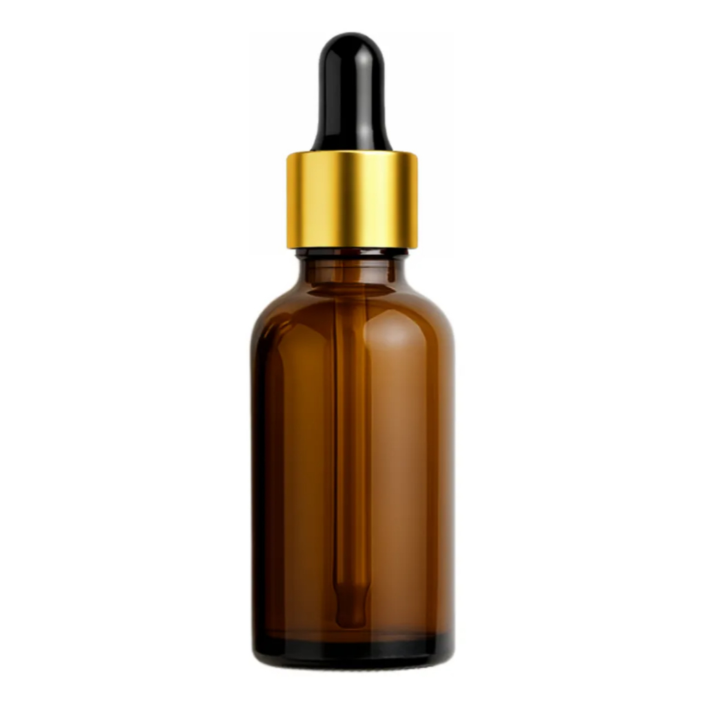 10 Frascos Âmbar Com Conta-Gotas Dourado Bulbo Preto - 30ml
