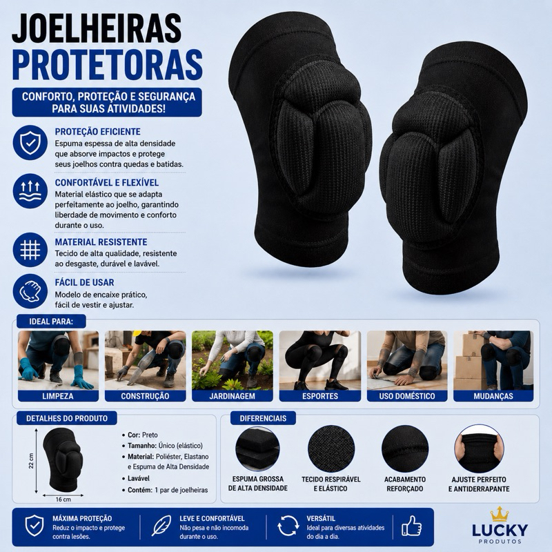 Par Joelheira Vôlei Futsal Dança Handebol Original Adulto E infantil Feminina E Masculino