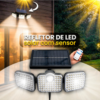 Refletor Solar 128, 122 ou 104 LEDs Sensor de Presença Controle Remoto Branco Frio Luz Branca