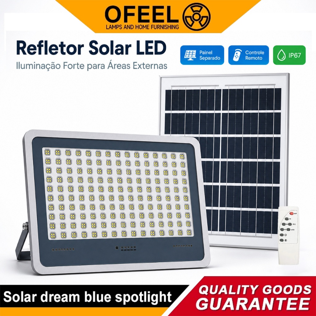 Ofeel refletor led 20000W Refletor Led Solar Placa Bateria Holofote Prova Dágua ip67 Compre1 e leve1