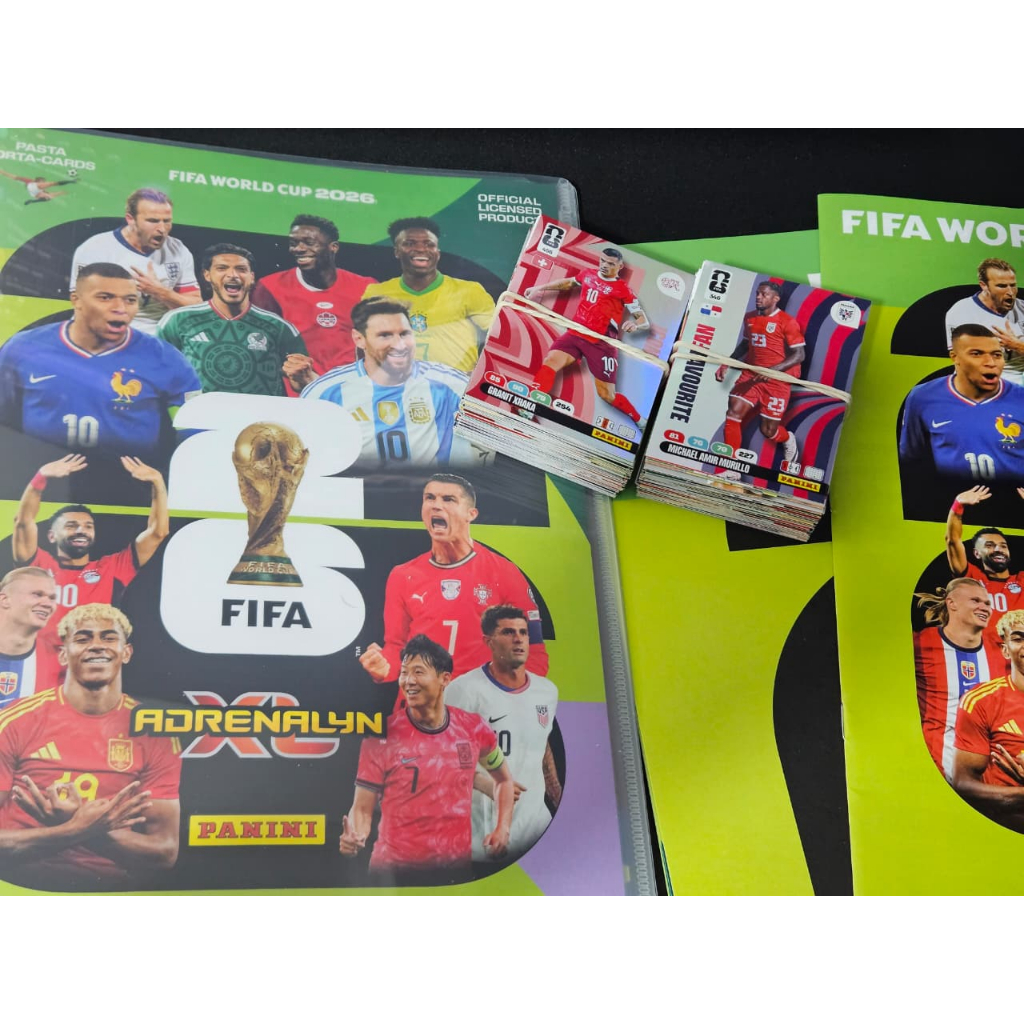 Coleção de 150 Cartas Adrenalyn Copa Do Mundo Futebol 2026 +Tabuleiro+Pasta Organizadora+Guia do Jogo