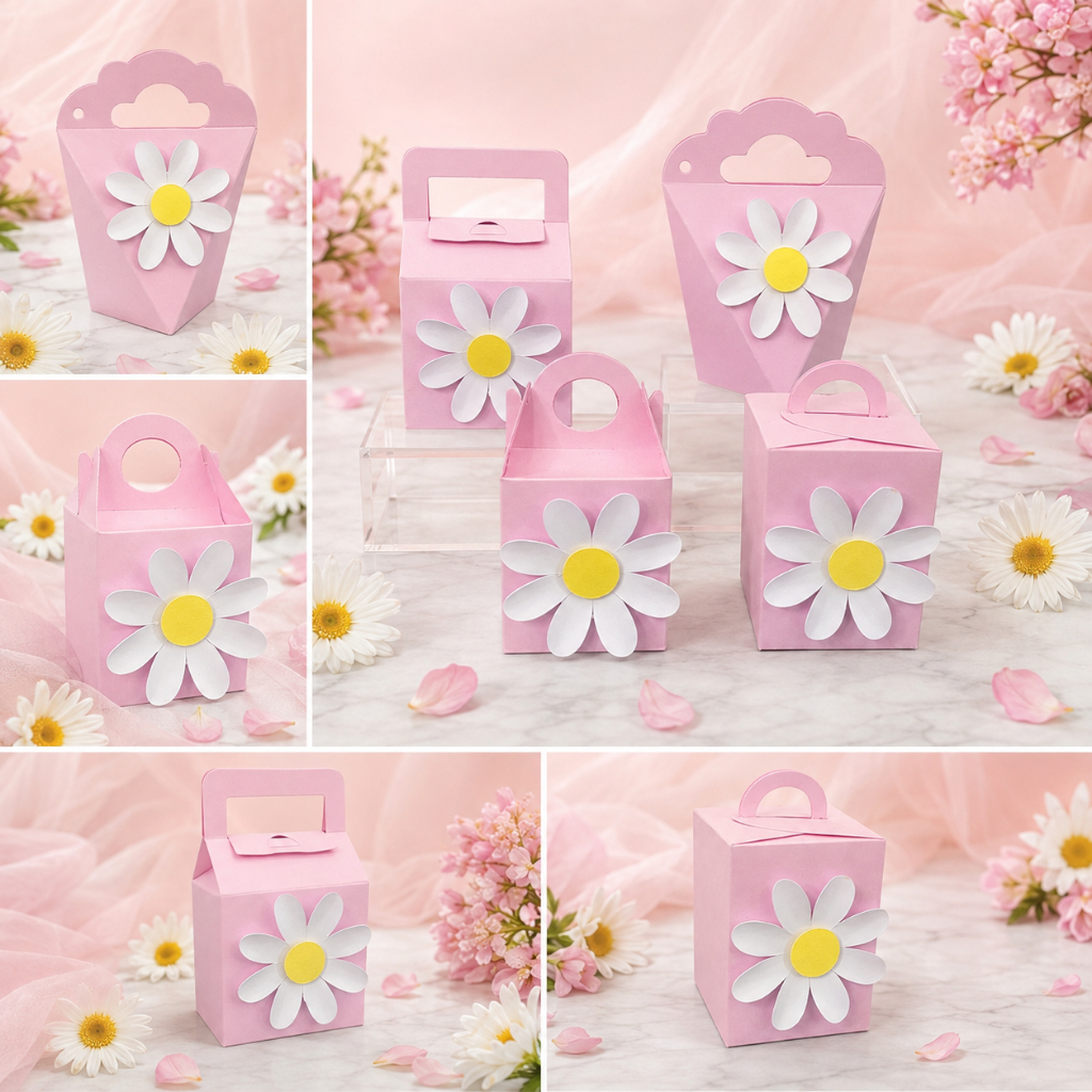 Kit Caixinhas Personalizadas Margaridas – Pegue e Monte - Festa Margarida - Lembrancinhas Festa Infantil Floral