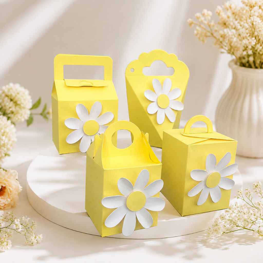 Kit Caixinhas Personalizadas Margaridas – Pegue e Monte - Festa Margarida - Lembrancinhas Festa Infantil Floral