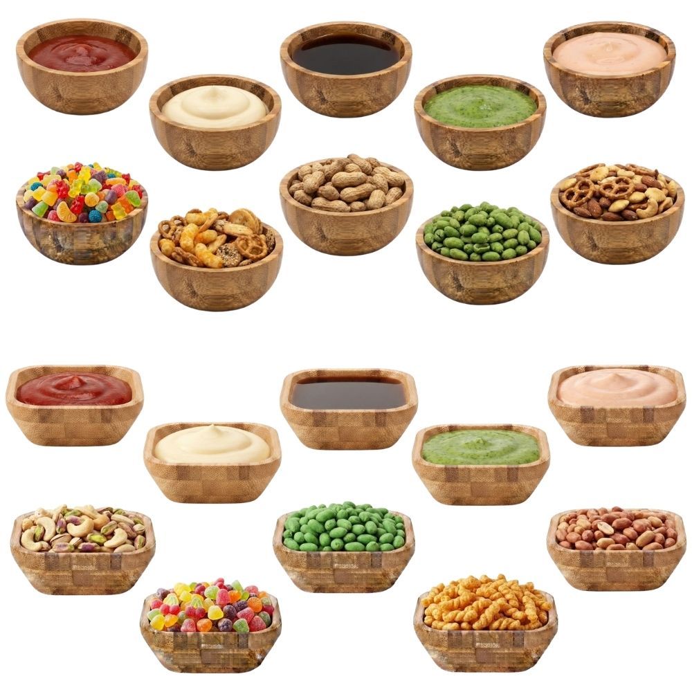 Mini Bowls Bambu Cumbuca Tigela Molheira Petisqueira Mesa Posta Luxo Restaurante Aperitivos