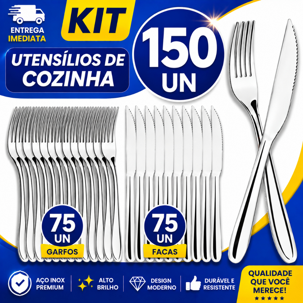 Talheres Cozinha Faqueiro Completo Prateado Aço Inox Restaurante Buffet Garfo Faca  Profissionais Hotel Resistente