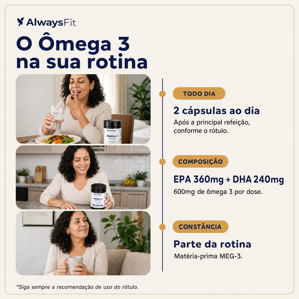 Ômega 3 EPA + DHA AlwaysFit MEG-3 | 360 mg de EPA + 240 mg de DHA | 60 Cápsulas · foto 2