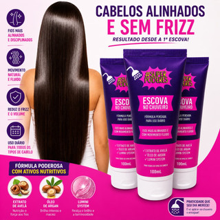 KIT COM 2 Escovas de chuveiro Super Poderes Brilho Espelhado Liso Instantâneo, Sem Formol Anti Frizz Protege a Cor
