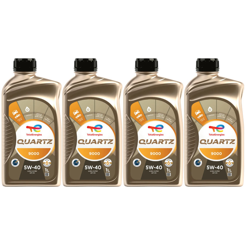 Kit 4L Óleo Motor TOTAL Quartz 9000 5W40 Sintético
