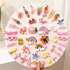 kit acessórios de cabelo infantil (20unidedas) Inclui: 12presilhas bico de pato e 8elásticos de cabelo