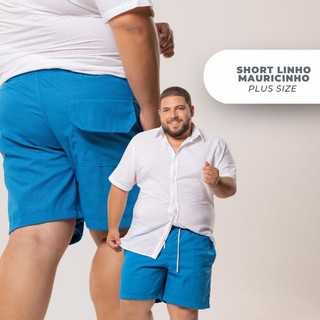 Short Linho Plus Size Mauricinho Masculino Premium Confort Bermudas versátil Casual Masculino Linho.