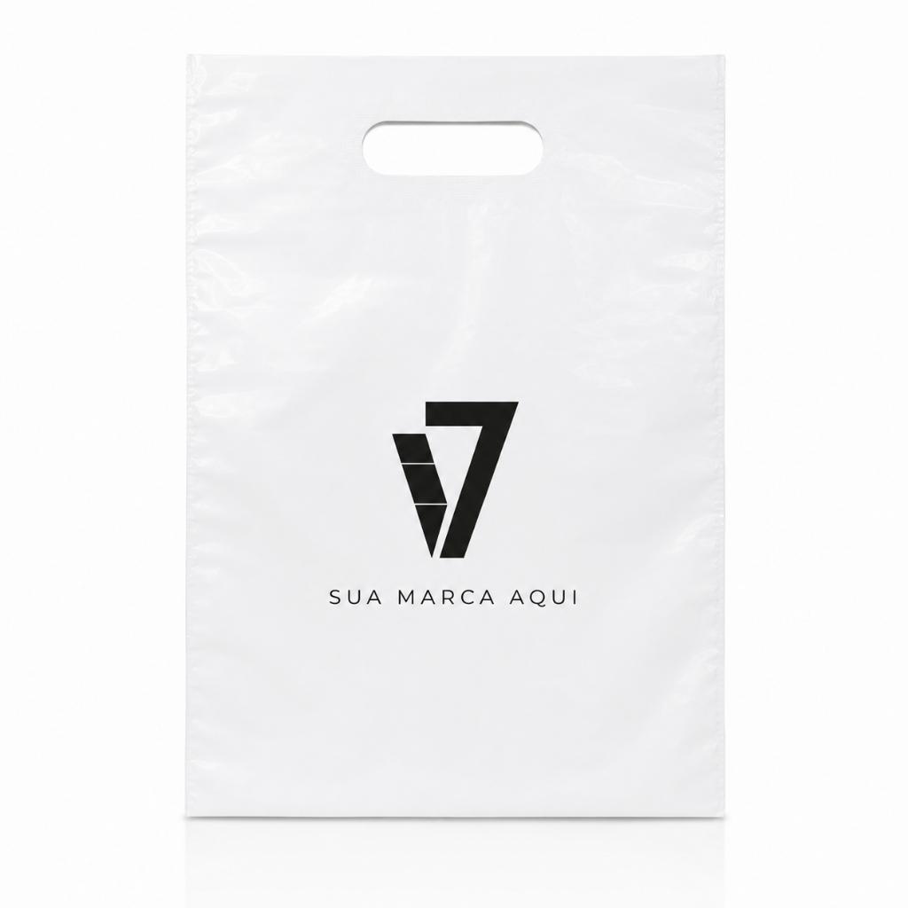 Sacolas Plásticas Personalizadas 25X35 ALÇA VAZADA alta densidade