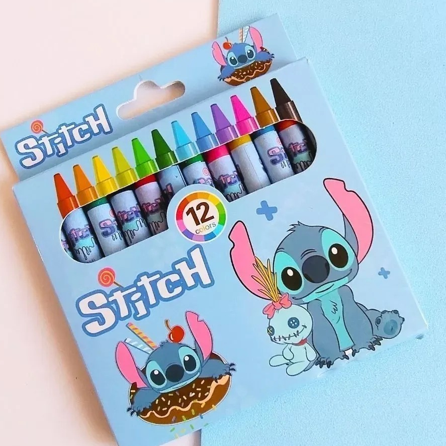 Giz De Cera Lilo Stitch 12 Cores Azul-claro