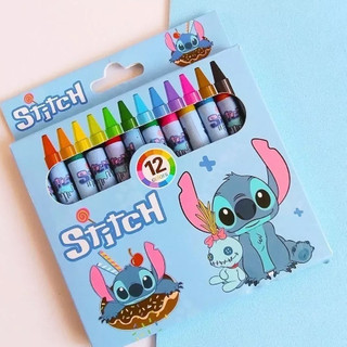 Giz De Cera Lilo Stitch 12 Cores Azul-claro