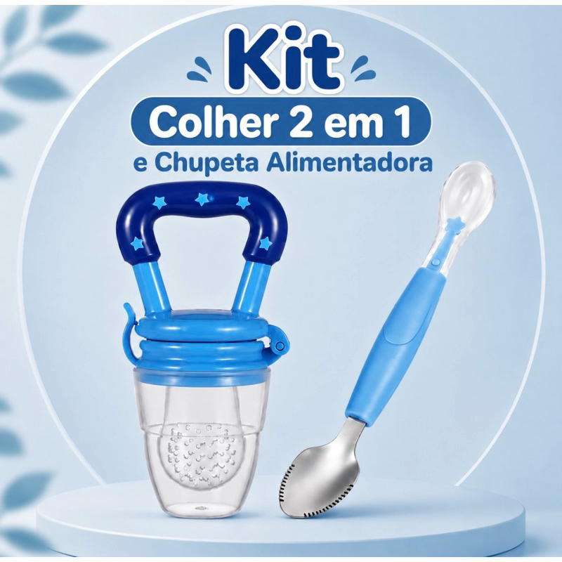 Alimentação do Bebê Chupeta Mordedor Porta Frutas e Colher 2 Em 1 Raspa Frutas Introdução Alimentar