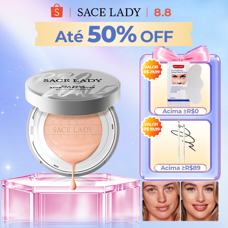 Base Líquida Cushion Corretivo Foundation SACE LADY FPS30 Creme Alta Cobertura Aplicação Fácil