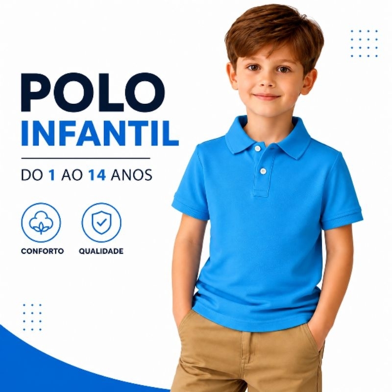 Camisetas gola polo, infantil menino  BASICAS,LISAS  do 1 ao 14 anos