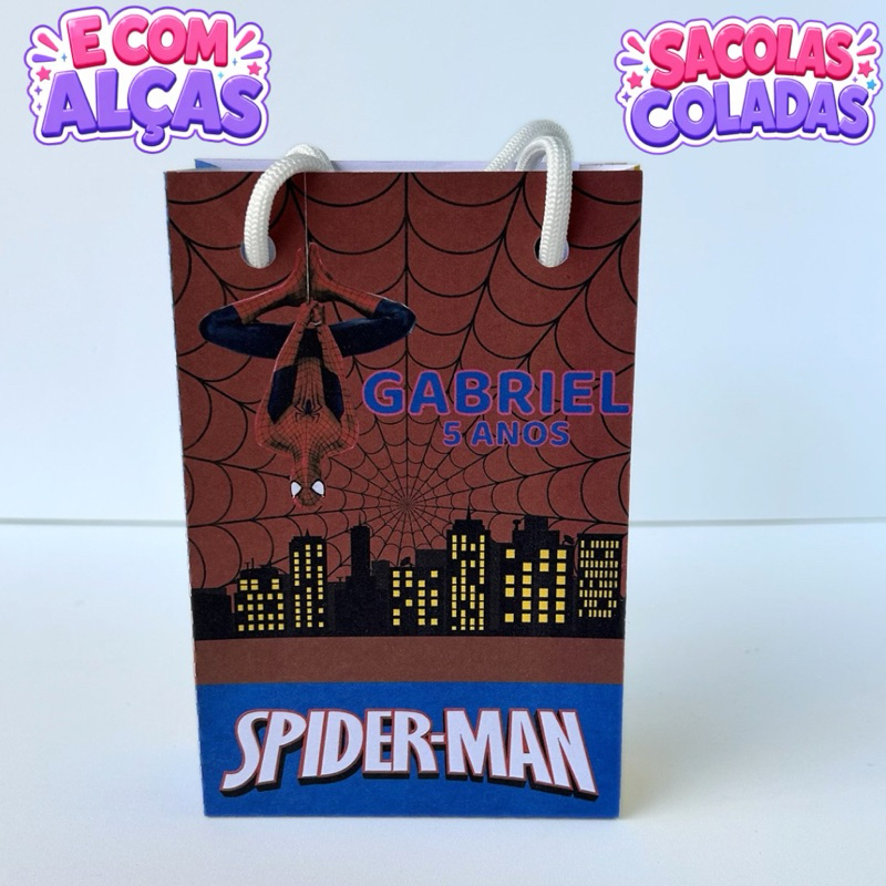 Sacolinha  Homem Aranha Personalizados/Lembrancinha de Festa/Aniversário/Lembrancinha Festa Infantil