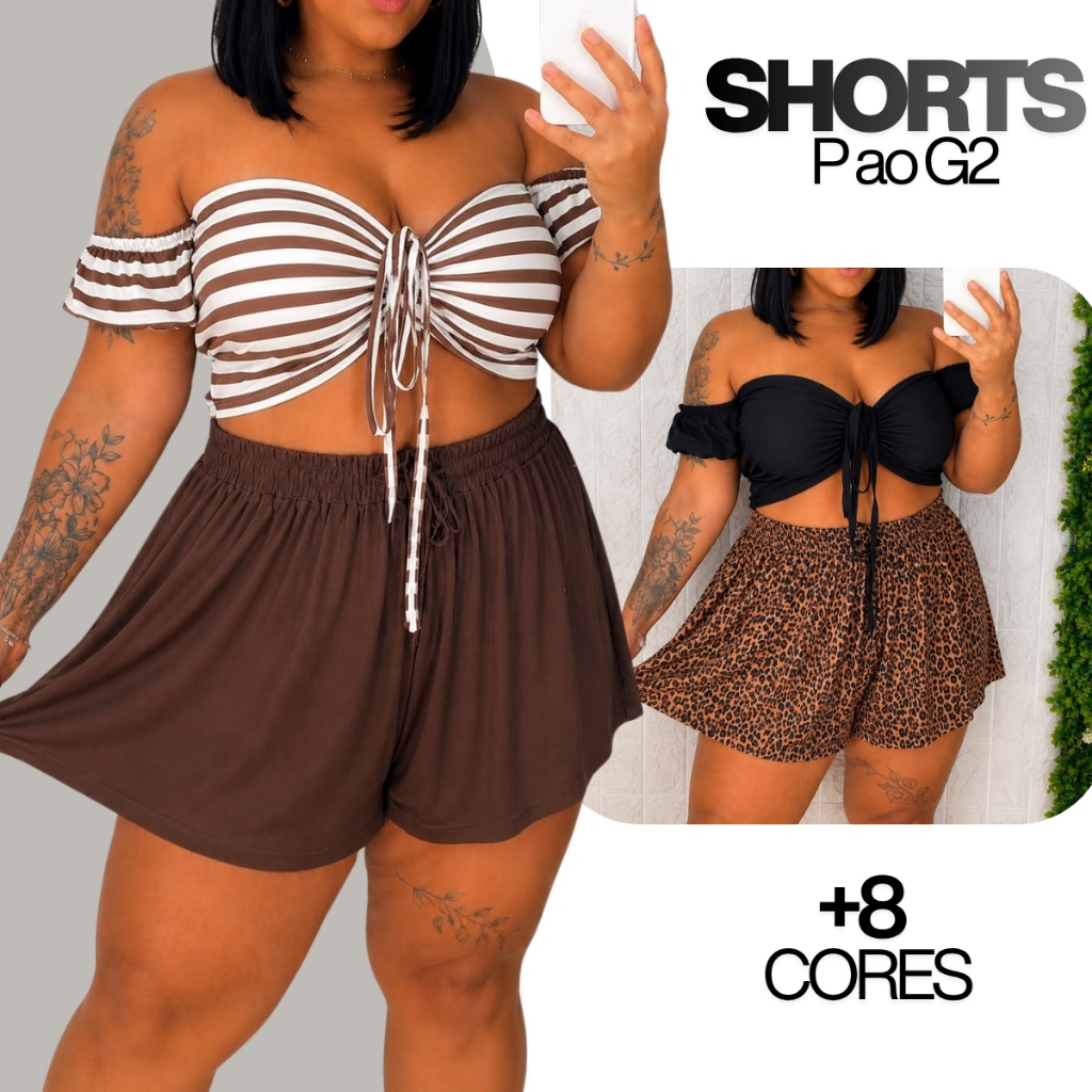 Shorts Feminino Soltinho Plus Size Verão +5 Cores