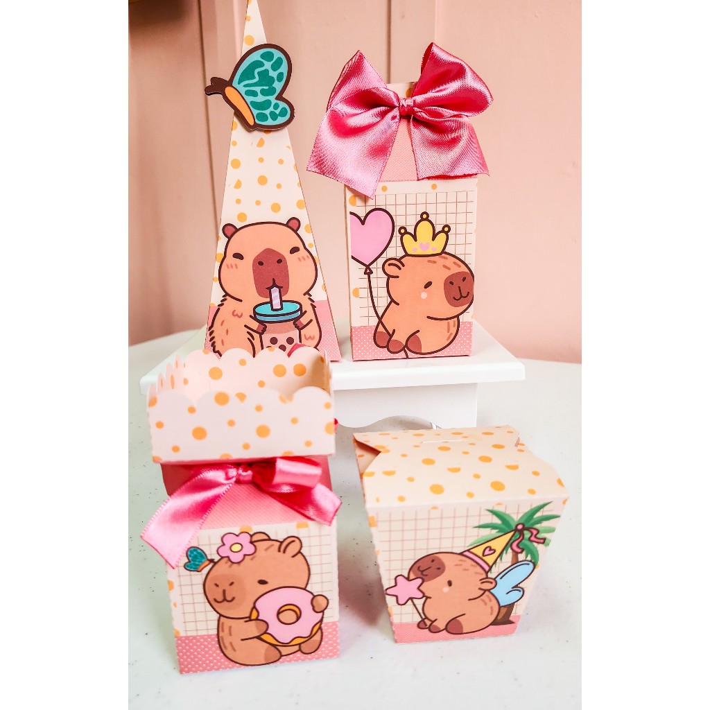 KIT PEGUE E MONTE CAPIVARA LEMBRANCINHA ANIVERSARIO CAIXINHAS PERSONALIZADOS