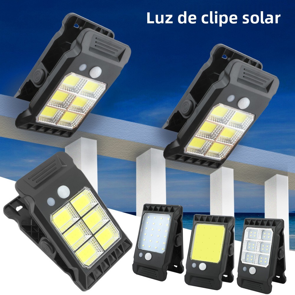 Luz Solar Externa Com Clip Presilha Sem Furar Parede Arandela Impermeável Iluminação Jardim Quintal Garagem Sensor