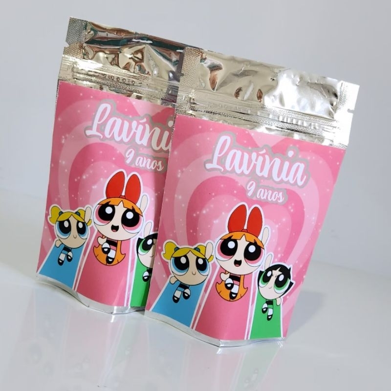 SAQUINHO METALIZADO MENINAS SUPER PODEROSAS LEMBRANCINHA PERSONALIZADA PARA FESTA INFANTIL
