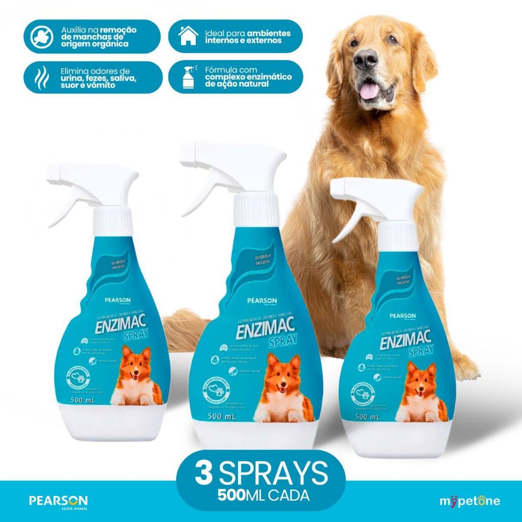 Kit 3 Enzimac Spray 500 mL Eliminador de Odores e Manchas Labgard