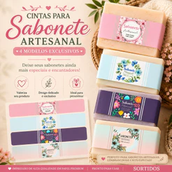 60 Cintas, faixas, Rótulos, Embalagem para Sabonete Artesanal Sortidos 4x20cm