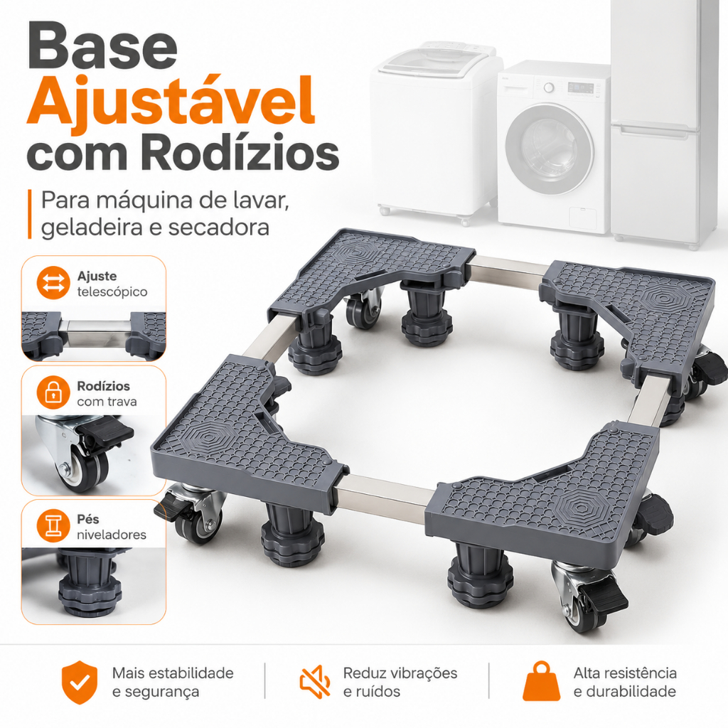 Base Suporte Freezer Geladeira Maquina De Lavar Fogão Lavavadora Medio e Grande