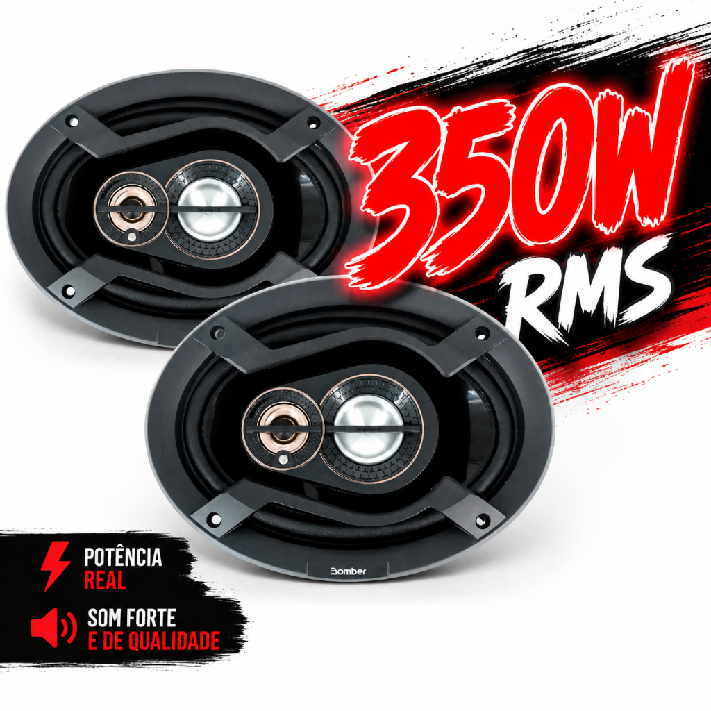 PAR 6X9 BOMBER BEAT QUADRIAXIAL 350W RMS 4 OHMS ALTO-FALANTE AUTOMOTIVO SOM POTENTE E QUALIDADE GRAVES FORTES