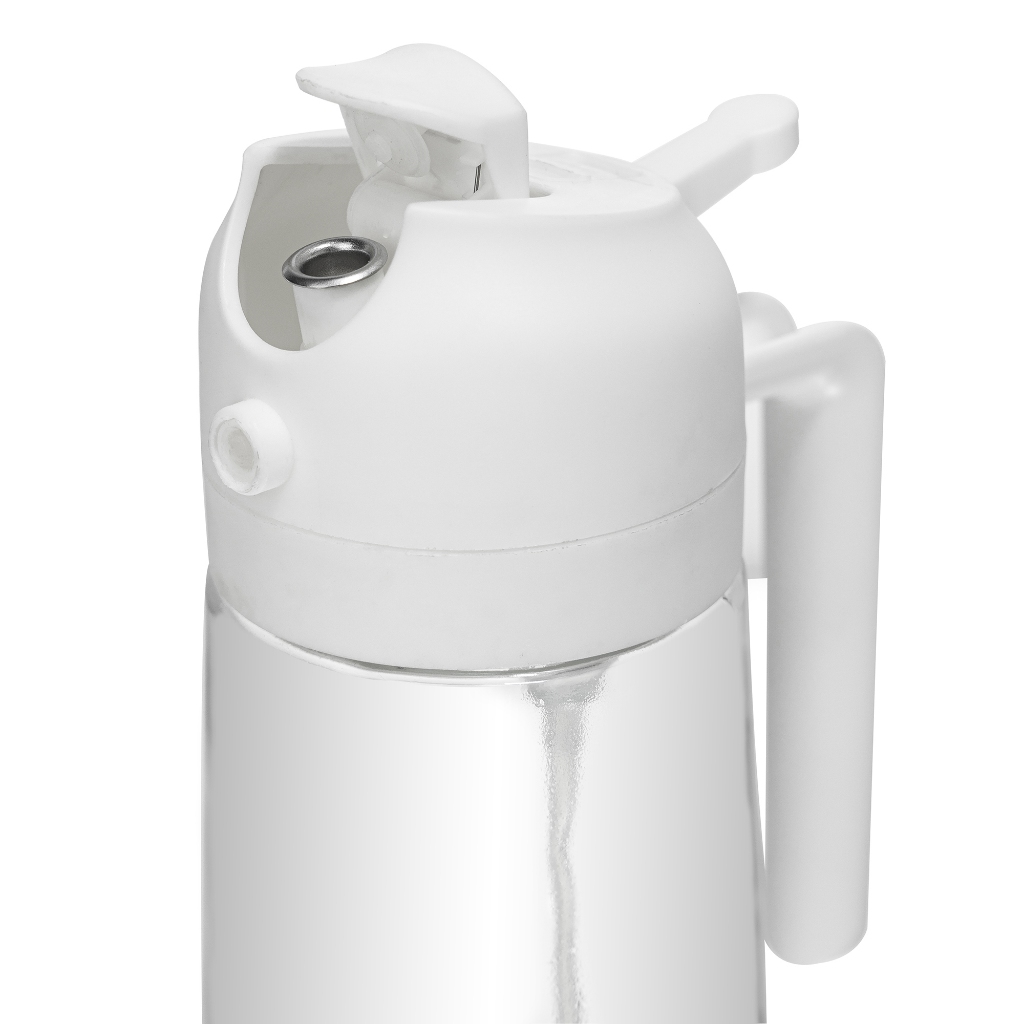 Galheteiro 2 em 1 de Vidro com Borrifador Plástico Branco 450ml - Lyor