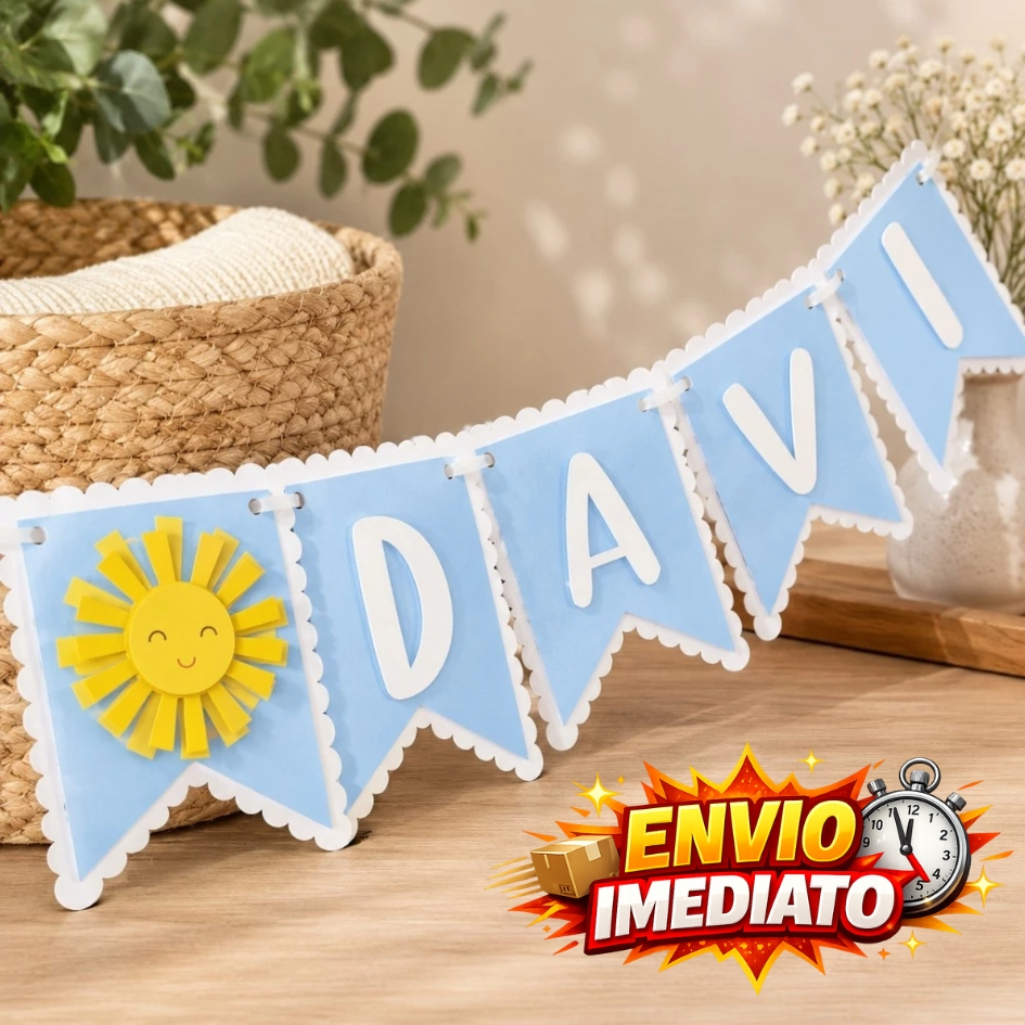 Bandeirolas Personalizada 3d Luxo Sol | Decoração | Aniversário | Personalizados