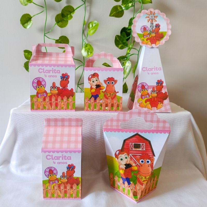 Kit Caixinhas Personalizadas COCORICÓ MENINA - Festa Lembrancinha Aniversário Menina