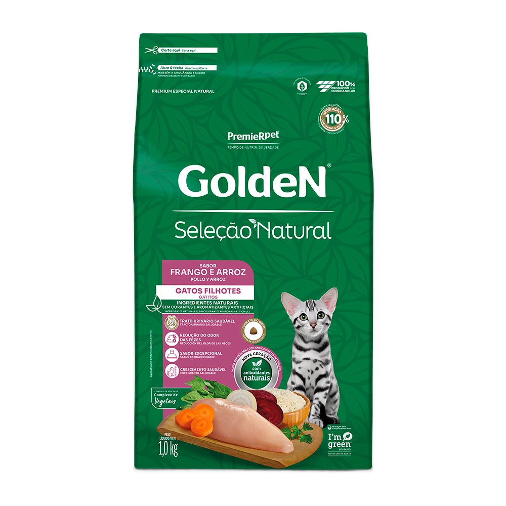 Ração Golden Seleção Natural Gatos Filhote Frango e Arroz 1kg