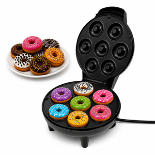 Máquina de Mini Donuts Elétrica 7 Furos 220V Portátil Antiaderente