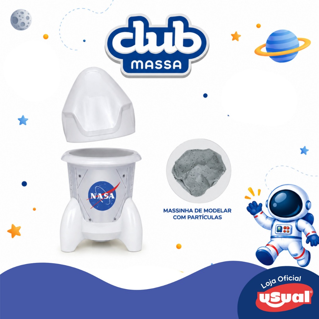 Massinha de Modelar Club Massa NASA Lembrancinha para Festa Aniversário Infantil Tema Astronauta — imagem 2 de 2