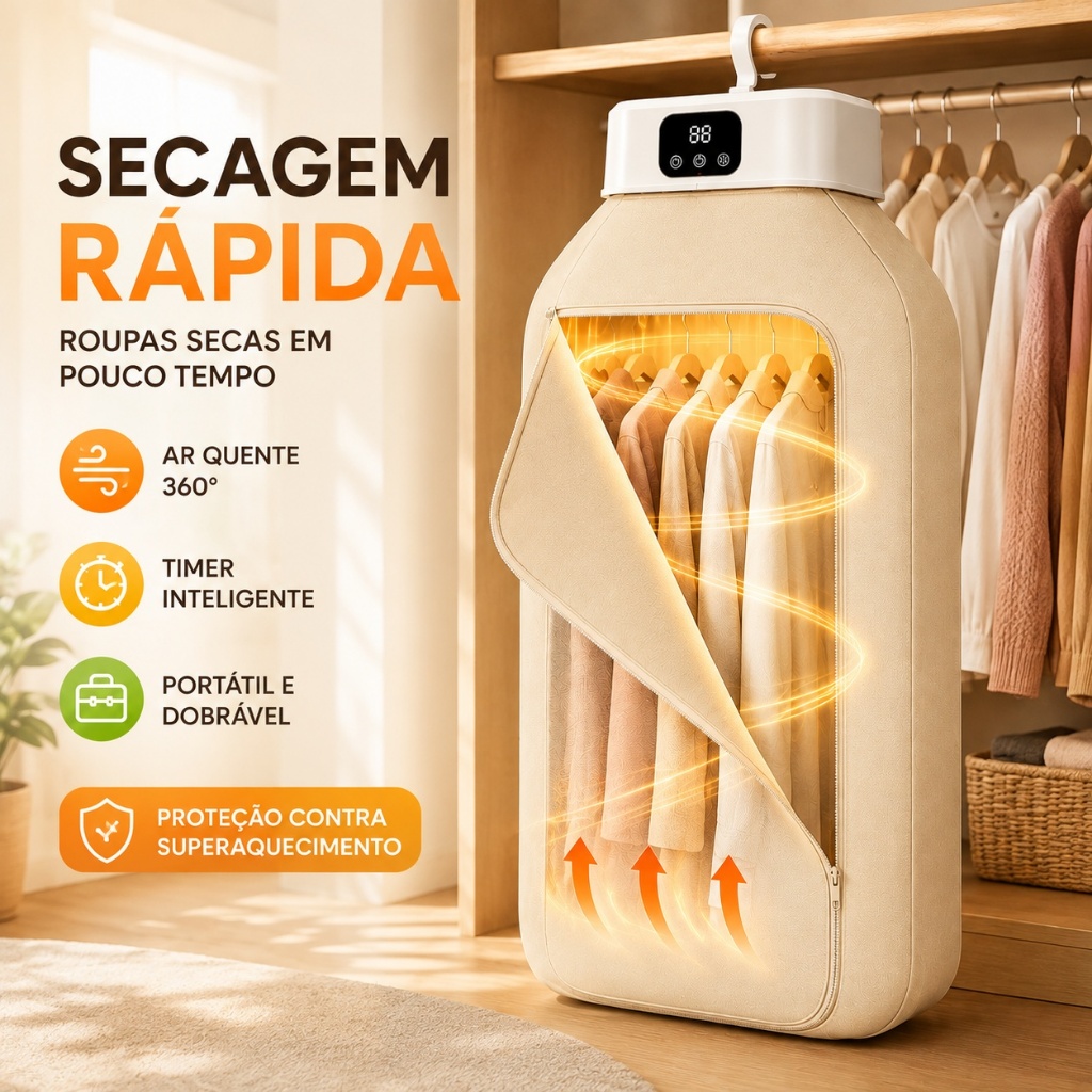 Secador de Roupas 110V Secadora Elétrica 600W Secagem Rápida 10KG Nexora