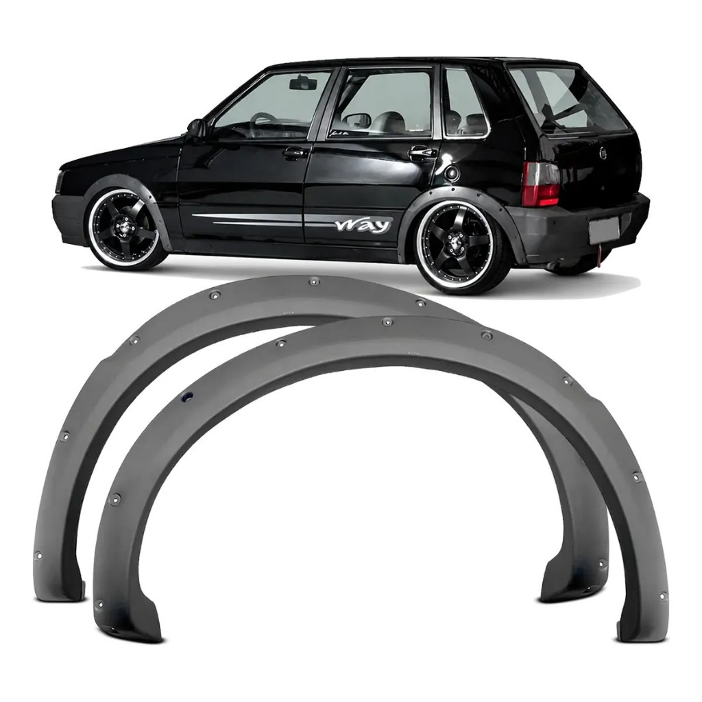 Par Moldura Paralama Traseiro Uno Way 2008 a 2011 Cinza Texturizado