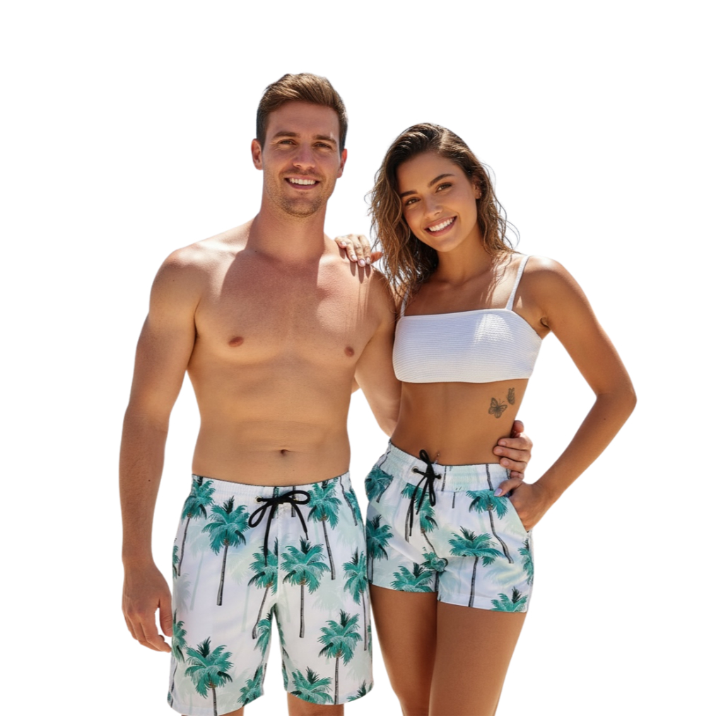 Shorts kit-casal, Combinadinho Moda Praia Academia, Piscina, Tactel Com Elastano, Shortys Mauricinho