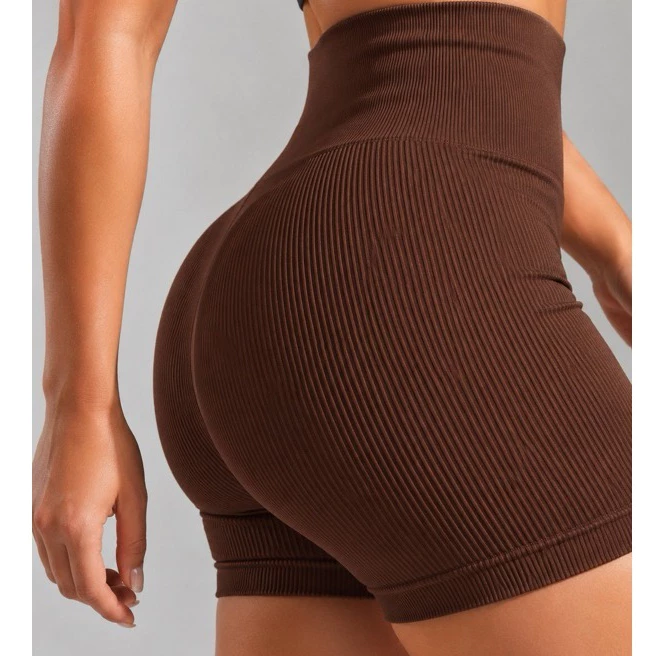 Short Fitness Canelado Feminino Sem Costura Zero Trasnparência Academia Premium — imagem 1