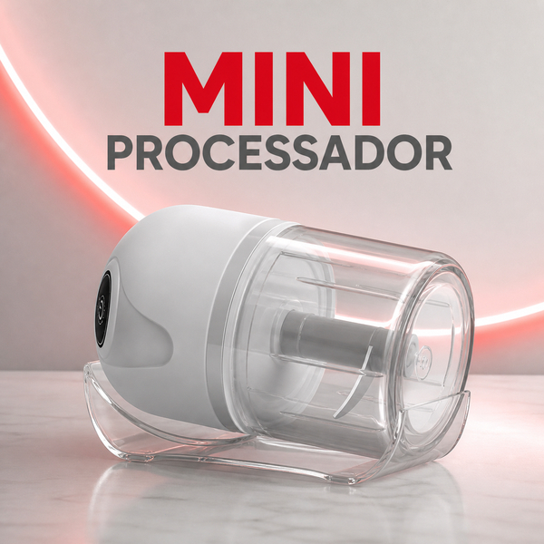 Mini Processador Elétrico Portátil para Alho Cebola Temperos Legumes e Carnes com Recipiente Transparente na Cozinha
