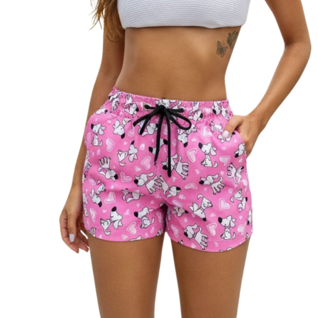 Shorts personagem shorts feminino shorts Tactel com elastano praia academia verão