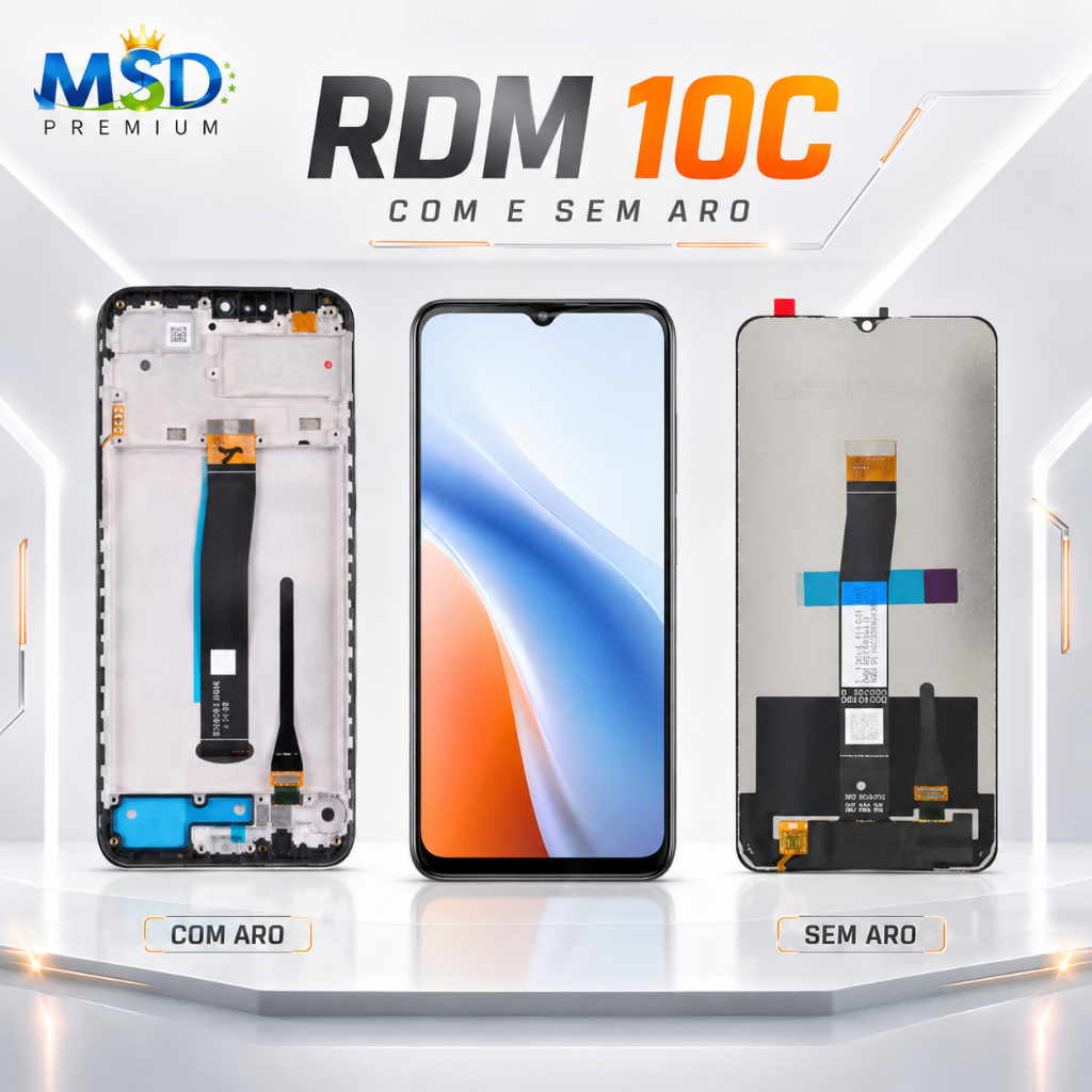 Tela Frontal LCD Com e Sem aro Rdmi 10C / Poco C40 – Toque Completo + Testada + Cores Fiéis