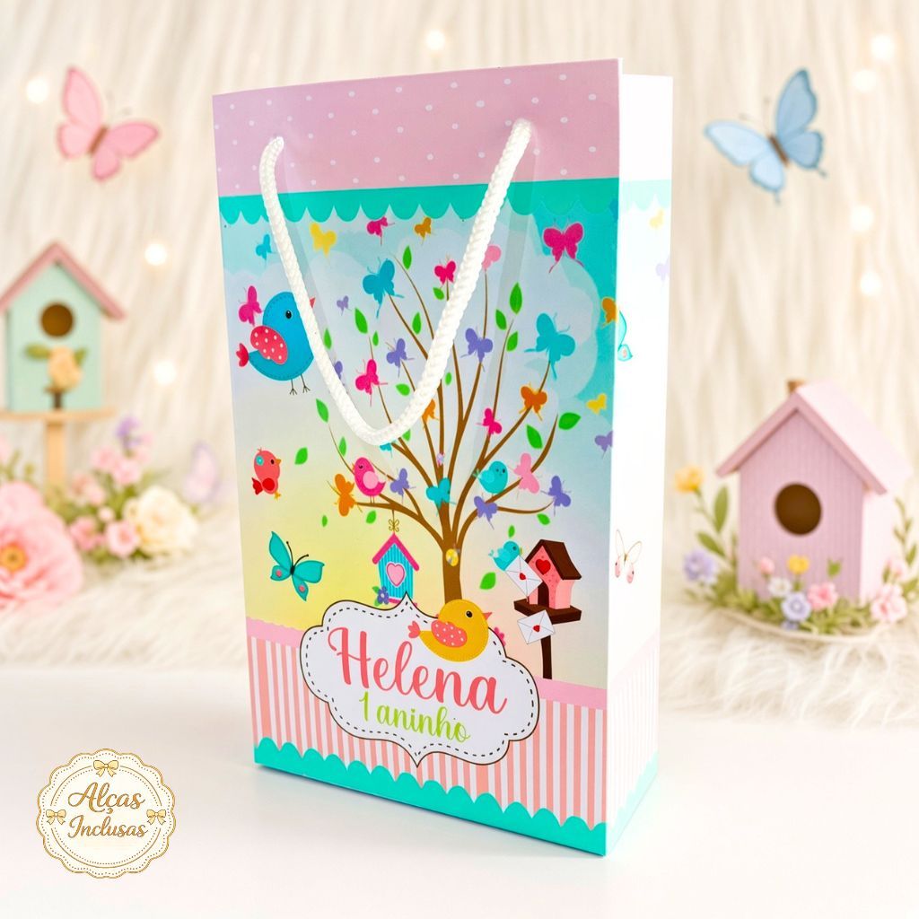 Sacolinha Personalizada Jardim Encantado| Sacola Surpresa Lembrancinha Festa Infantil Aniversário | Kit Festa JARDIM
