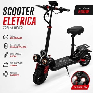 Patinete Elétrico 800W 10 Polegadas 40km/h 12.5Ah Scooter Adulto Autonomia 36km LED RGB