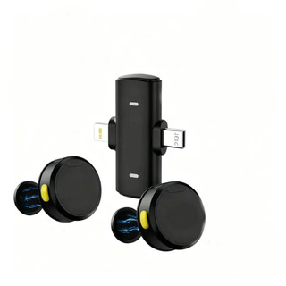 Microfone Lapela Sem Fio P1-AC Duplo IOS e Android Aulas Entrevistas Lives