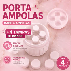 Porta 4 Ampolas 3ml tizer TG + 4 Tampas Grátis | Estojo Organizador Rígido Seguro lipolles tirzedral gluconex e outros